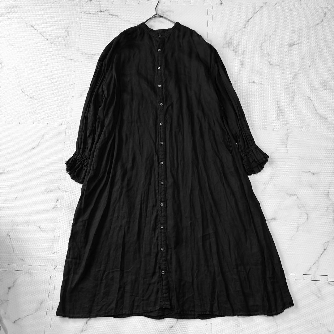 ✨美品✨ nest Robe ネストローブ　黒ロングワンピース　麻100%.