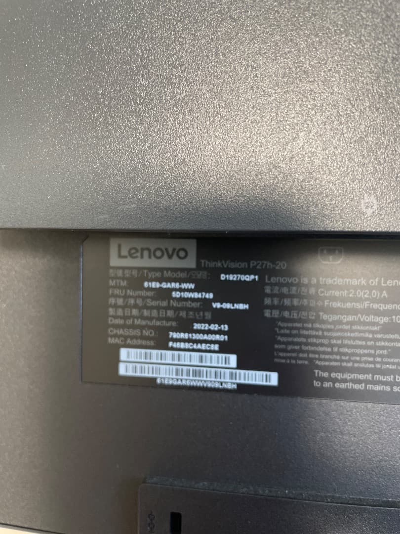 レノボ ThinkVision P27h-20 Lenovo モニター