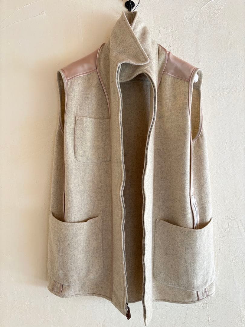 エルメスマルジェラ期　アルパカオーバーベスト　ベージュ　38サイズ　フランス製