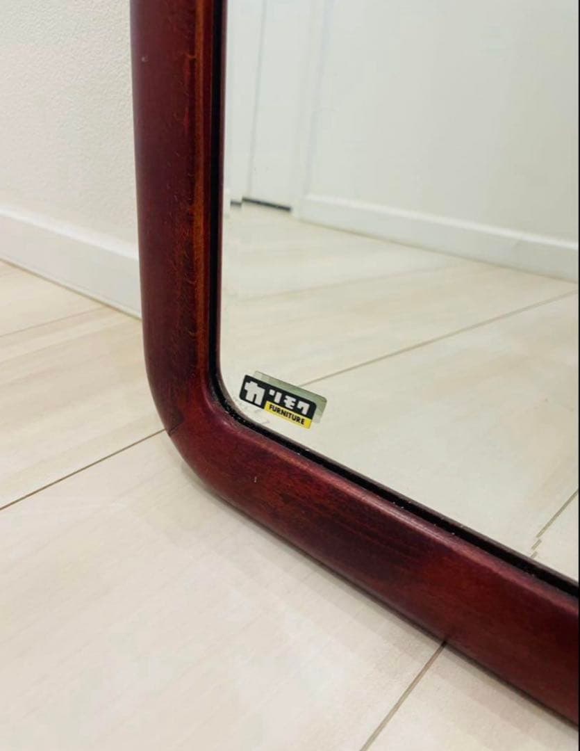 アーチ型スタンドミラー ブラウン 木製