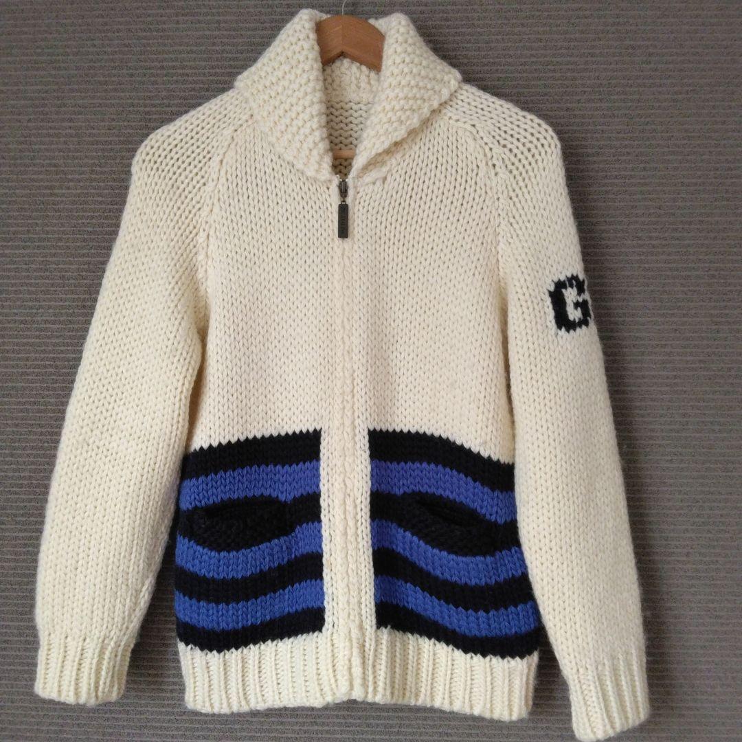 ニットジャケット　伊太利屋　ウール　イタリヤ　ザックリニット　おしゃれ　温かい