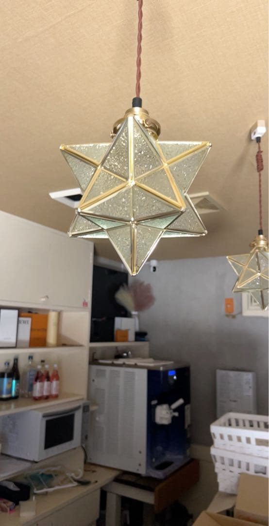 星型ペンダントライト くもりガラスゴールド 5個