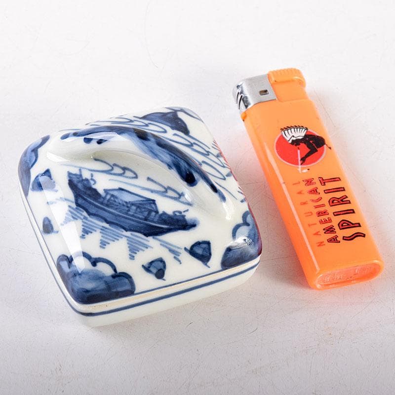 茶道具　京焼　御室窯造　染付　隅田川　香合　共箱　V　7962