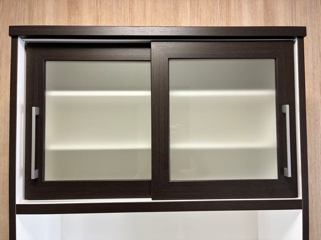 【期間限定】キッチンボード幅90cm ダークブラウン 食器棚 レンジボード収納付