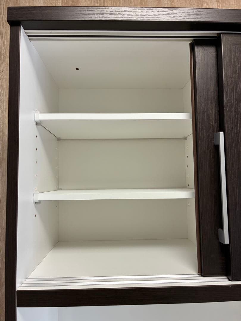 【期間限定】キッチンボード幅90cm ダークブラウン 食器棚 レンジボード収納付