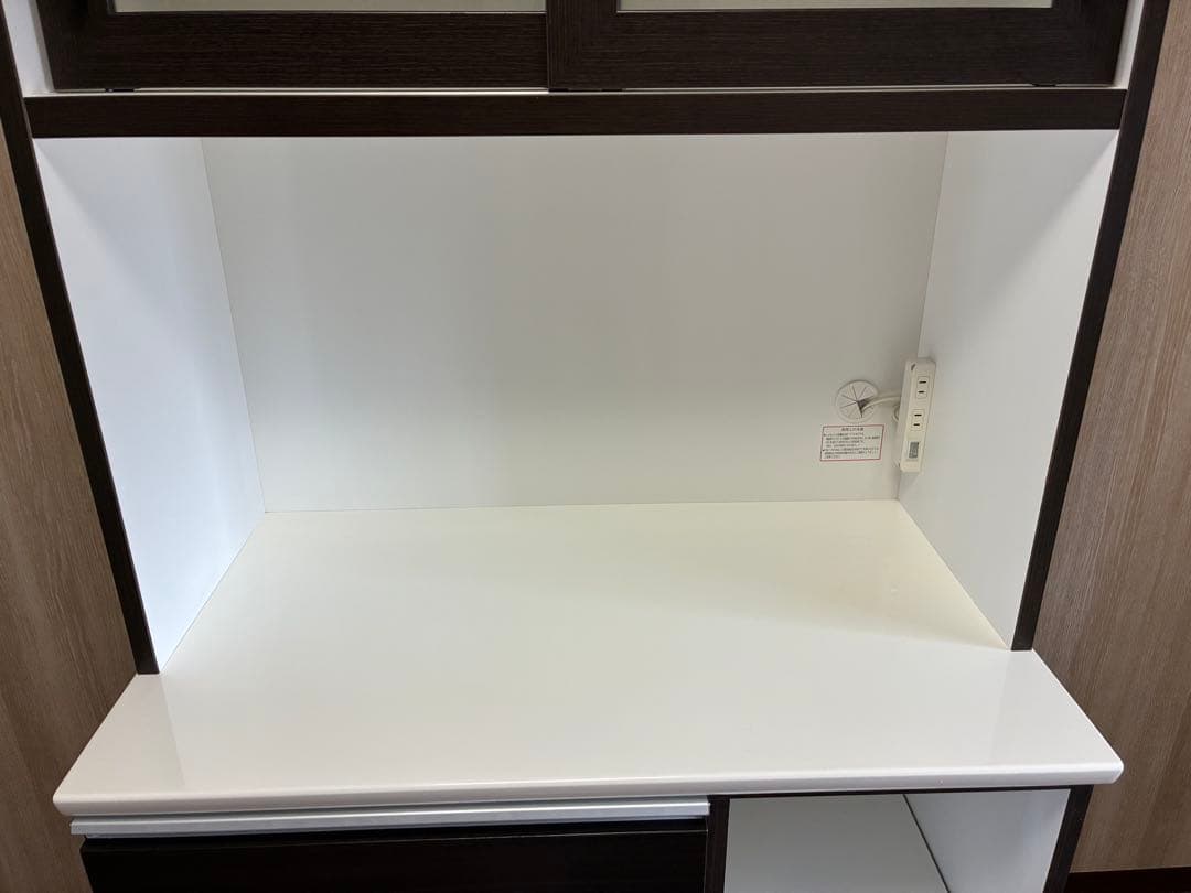 【期間限定】キッチンボード幅90cm ダークブラウン 食器棚 レンジボード収納付