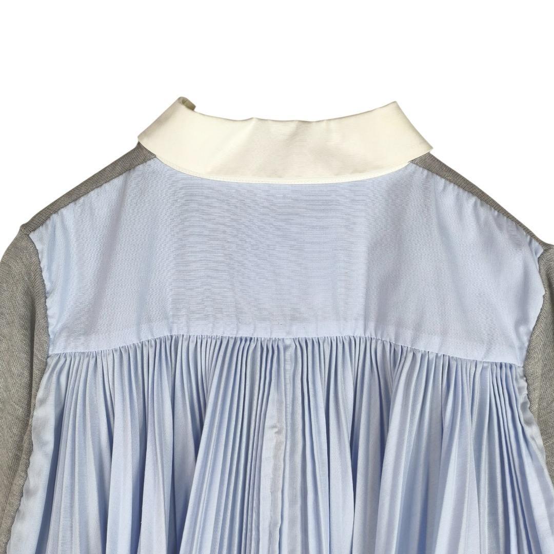 サカイ ドッキング カーディガン ブラウス バックプリーツ ニット 切替 1