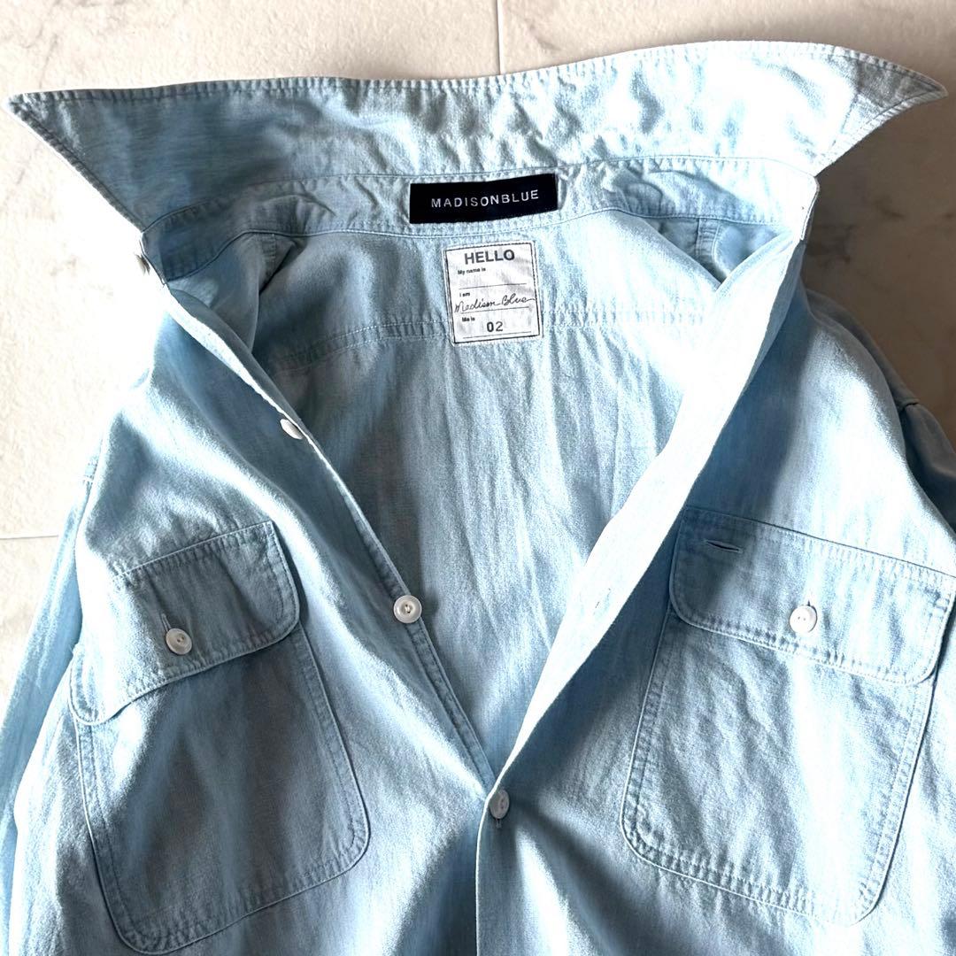 美品＊マディソンブルー ハンプトンシャンブレーシャツ ライトブルー 02