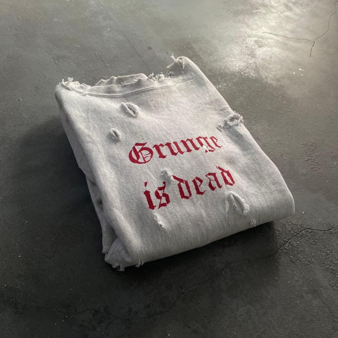 90's grunge is dead“ペイント“杢”XL“boro sweat
