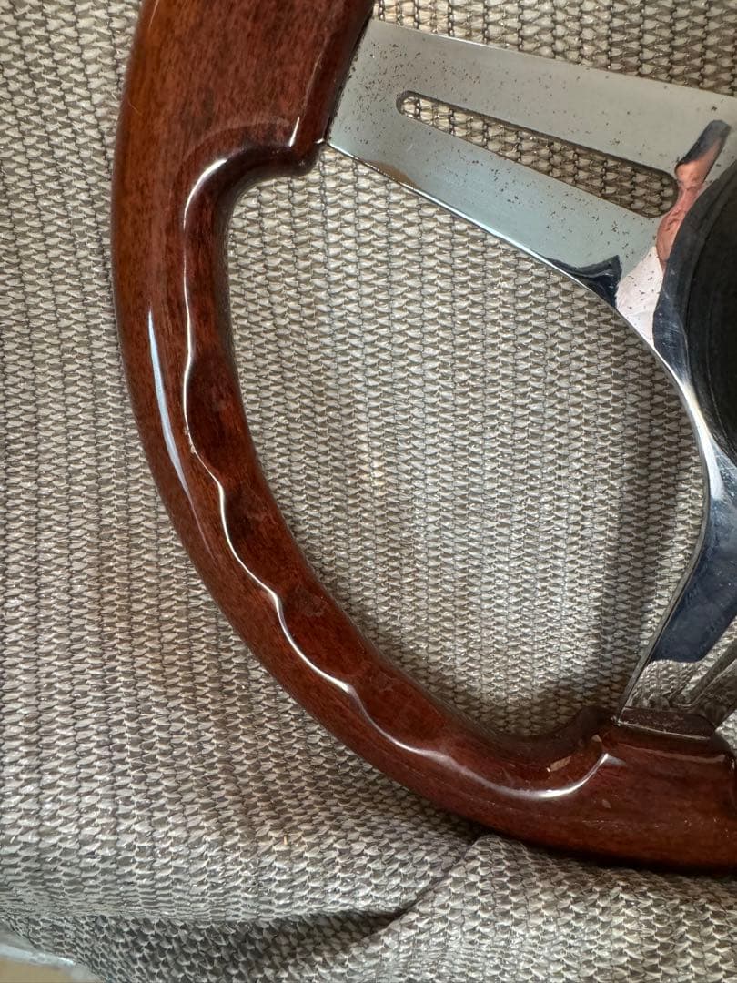 ナルディタイプ　ウッドとメタルの3スポークステアリング330mm 送料無料