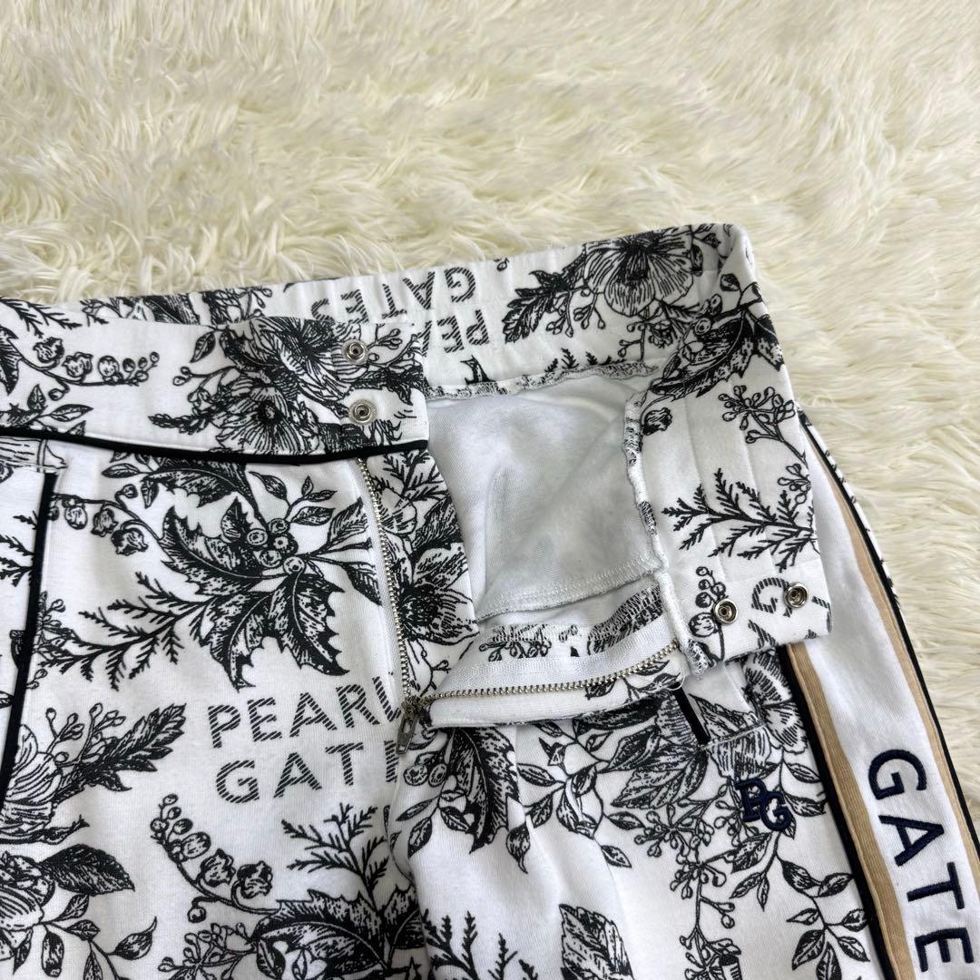 【パーリーゲイツ】美品 ジョガーパンツ 花柄 ホワイト 1サイズ レディース