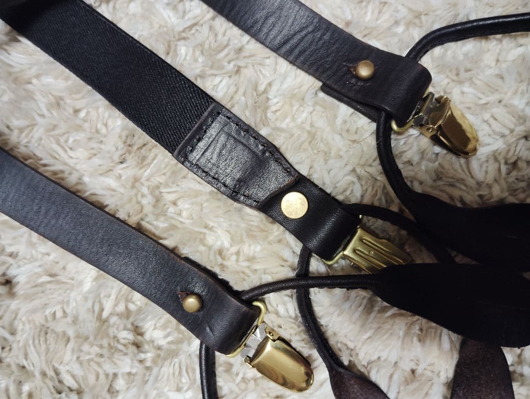 VASCO ブラックレザー サスペンダー