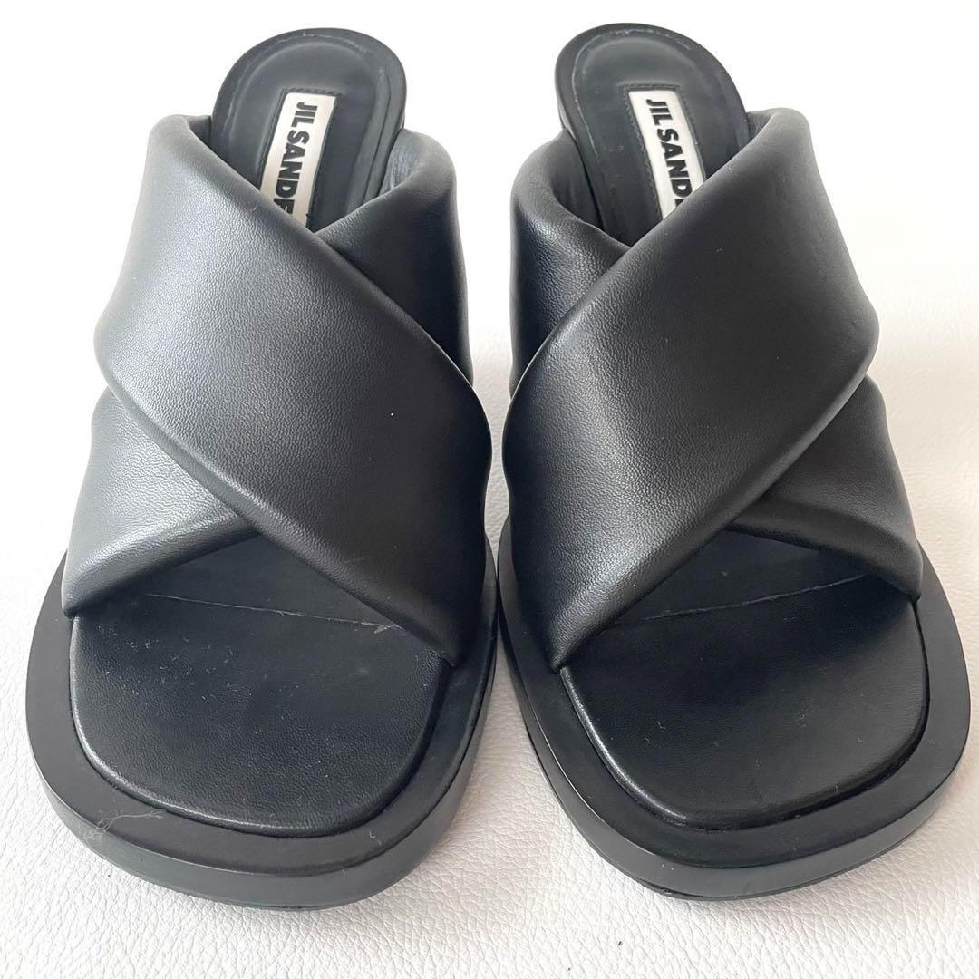 美品＊ジルサンダー ミュール クロスサンダル ブラック【38】