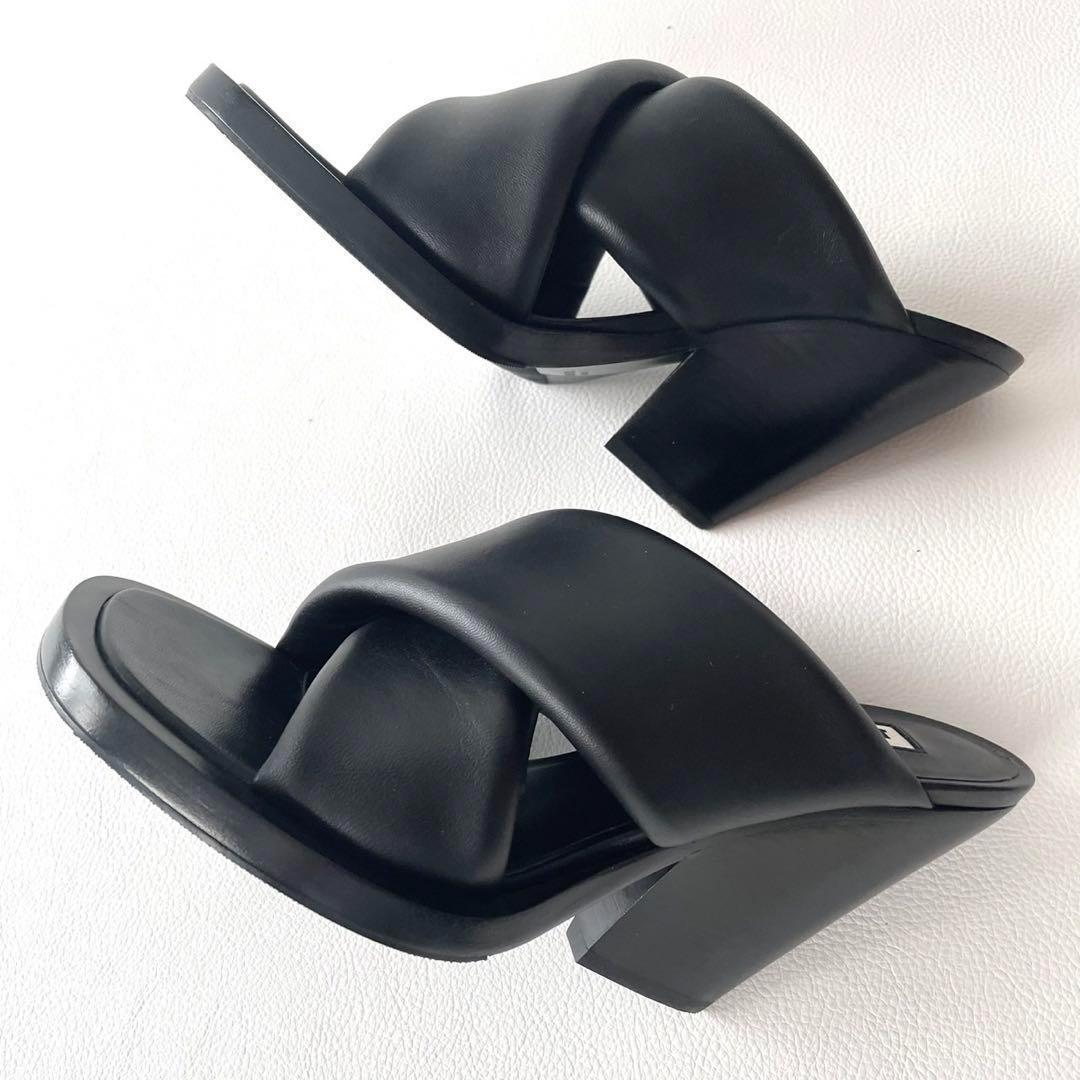 美品＊ジルサンダー ミュール クロスサンダル ブラック【38】