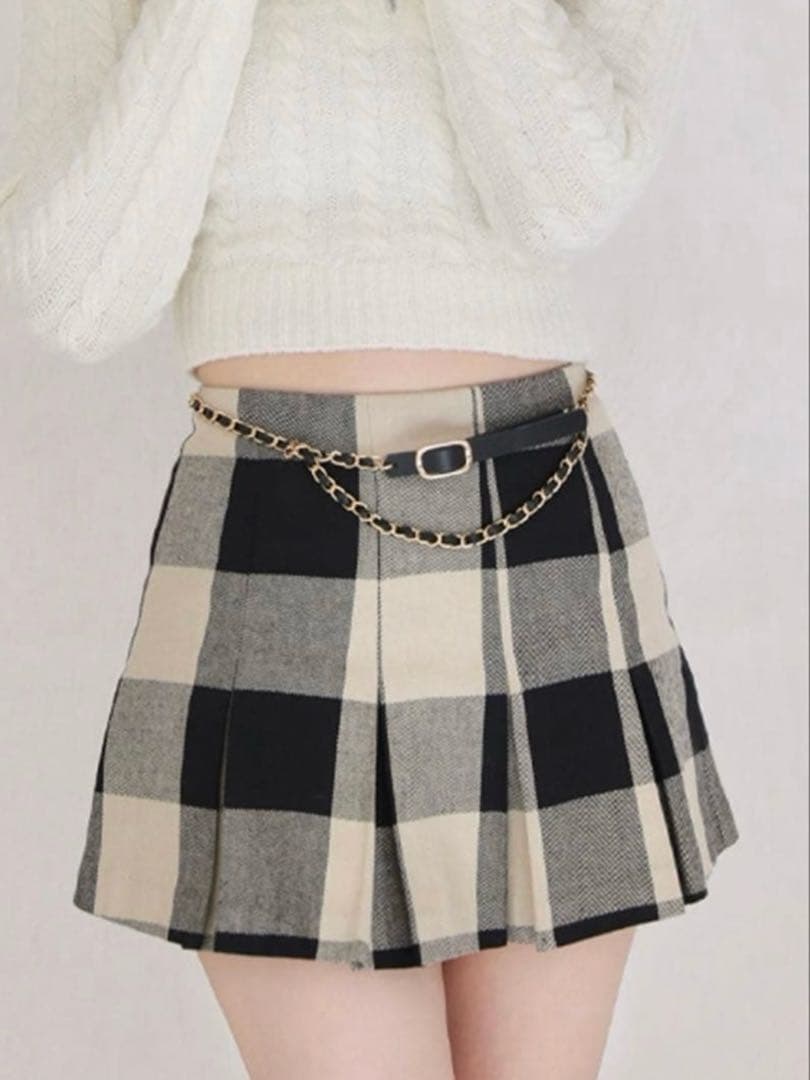 エムミーエメ Check box pleats skirt