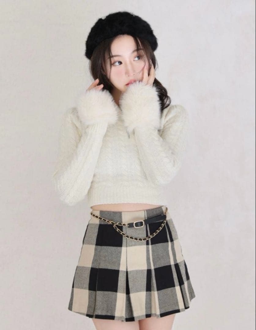 エムミーエメ Check box pleats skirt