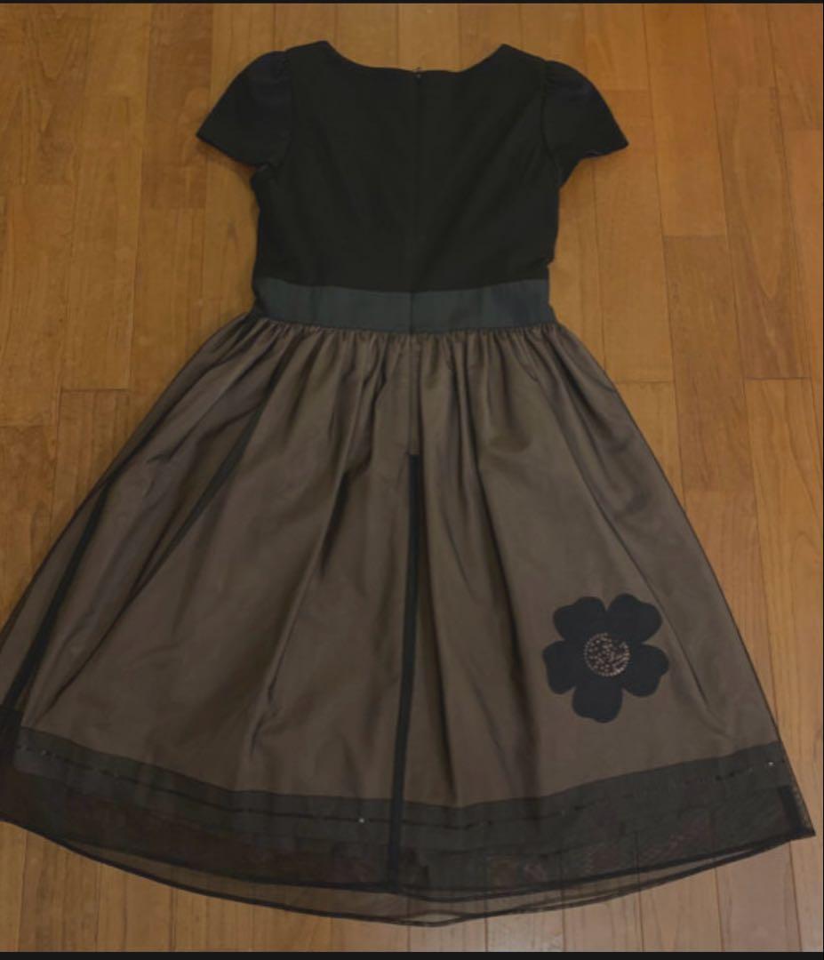 エムズグレイシー フラワー刺繍＆ウエストリボン　ワンピース　42 新品