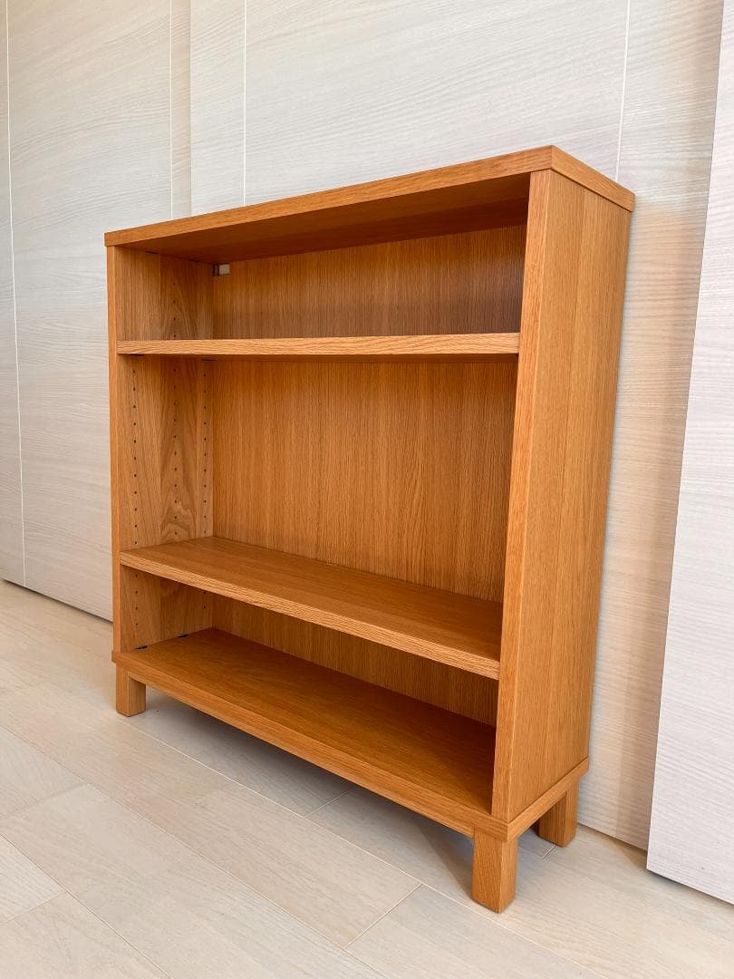 無印良品　オーク材薄型ラック・ワイド小・奥行22cm