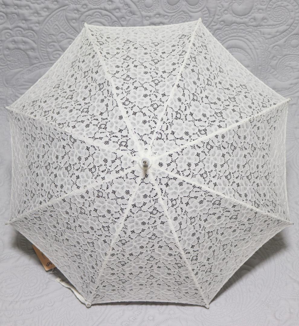 27,500円新品【長傘 日傘】綿100％ 繊細フラワー総レース かわず張り 白