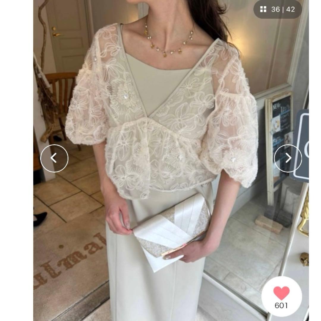 新作✨新品 ドリードール フラッフィーフラワーセットドレス 結婚式 ベージュ M