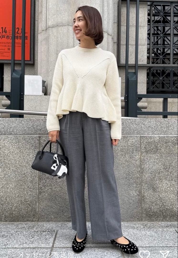 【新品未使用タグ付】OHGA 梳毛パンツ ワイドパンツ グレー M