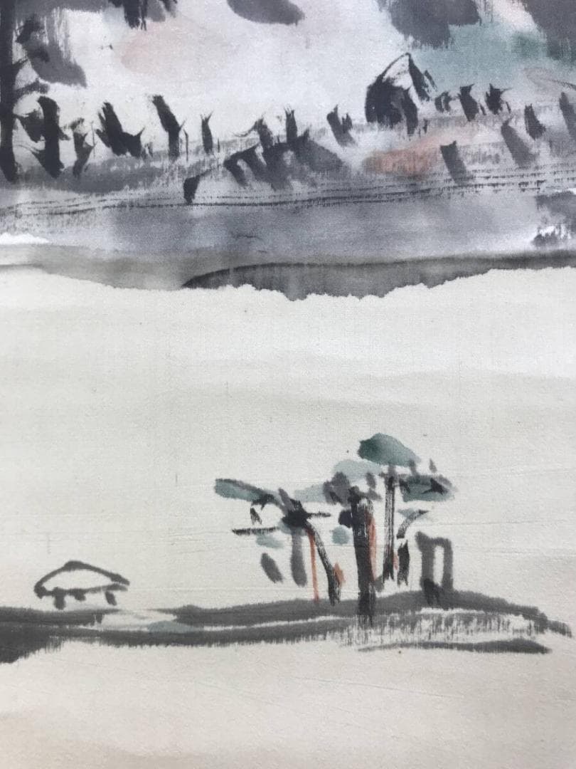 真作/永坂石タイ/山水画賛/湖畔図/嫁洲詩画/山水図/掛軸/名家伝来AH-569