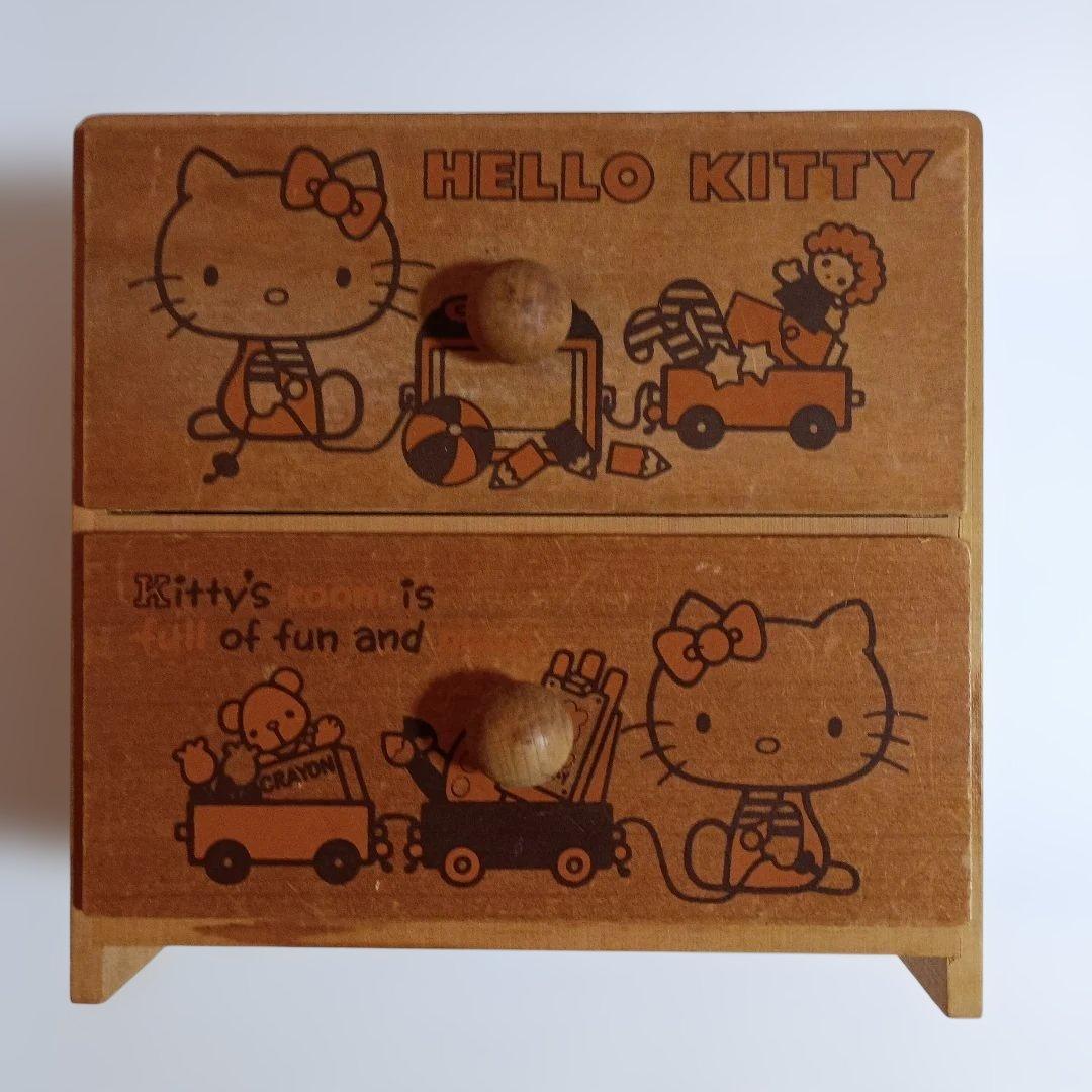 昭和レトロ★ サンリオ★HELLO KITTY 木製引き出し付き小物入れ