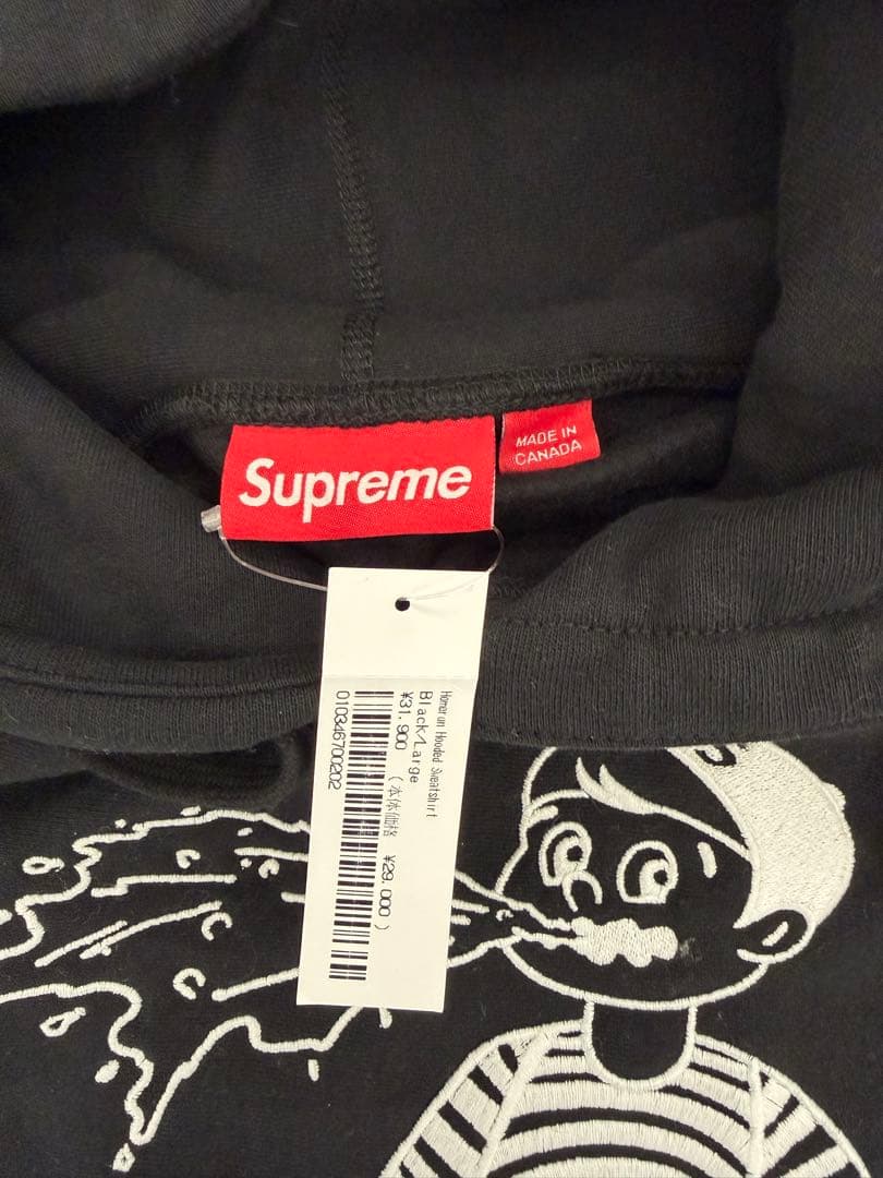 新品未着用　Supreme run パーカー　黒　Lサイズ　スウェット