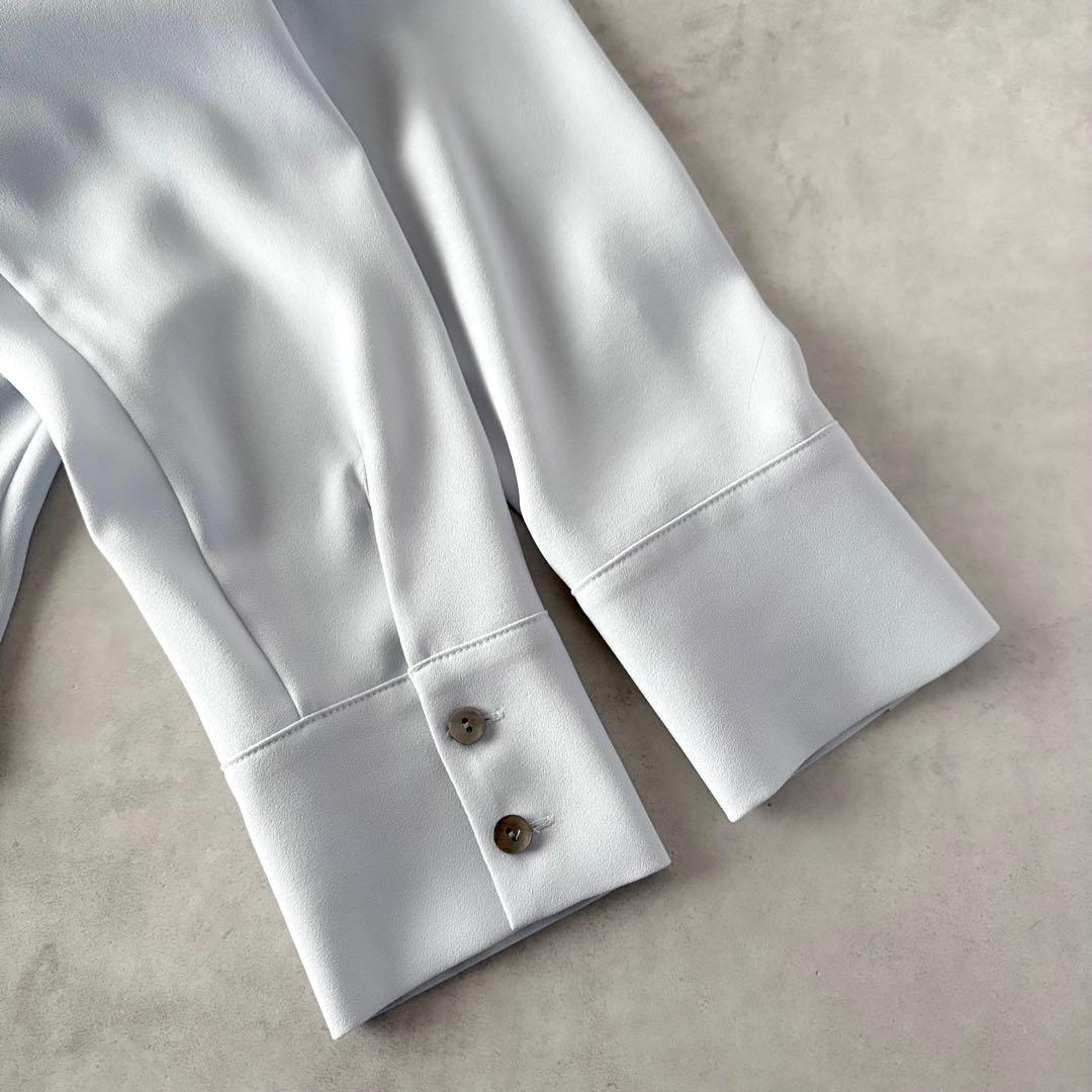 極美品　セオリー　長袖　ジョーゼット　タイブラウス　アイス