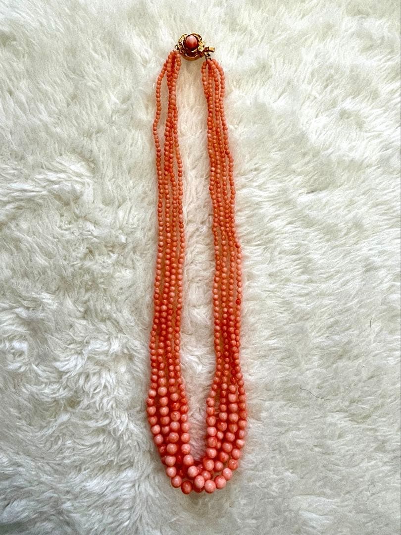 A*l様 値下‼️未使用　珊瑚4連ネックレス