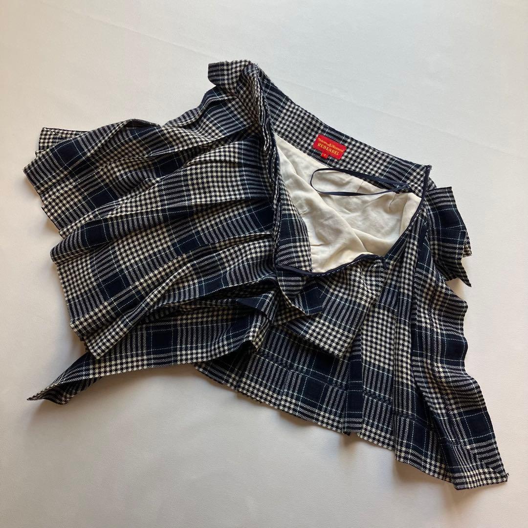 美品 ヴィヴィアンウエストウッド アシメ プリーツスカート チェック サイズ1