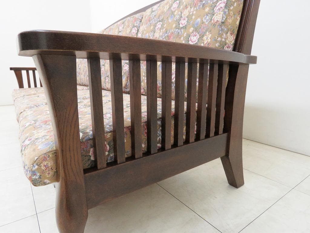 コロニアル 3人掛けソファ ウッドフレーム ベンチ検葉山ガーデン三越カリモク