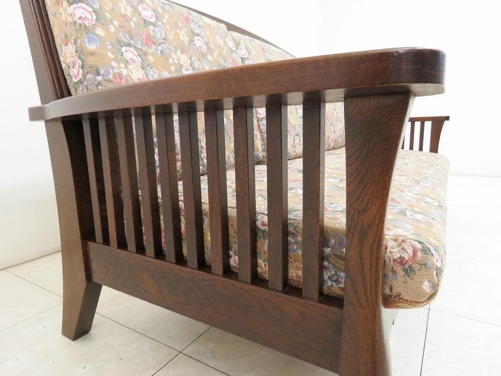 コロニアル 3人掛けソファ ウッドフレーム ベンチ検葉山ガーデン三越カリモク