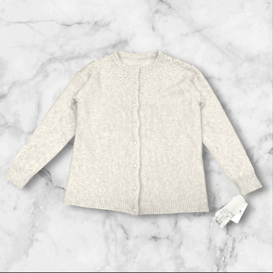 訳あり　新品タグ付き　高級ブルーフォックス100％　ニット　カーディガン　M-L