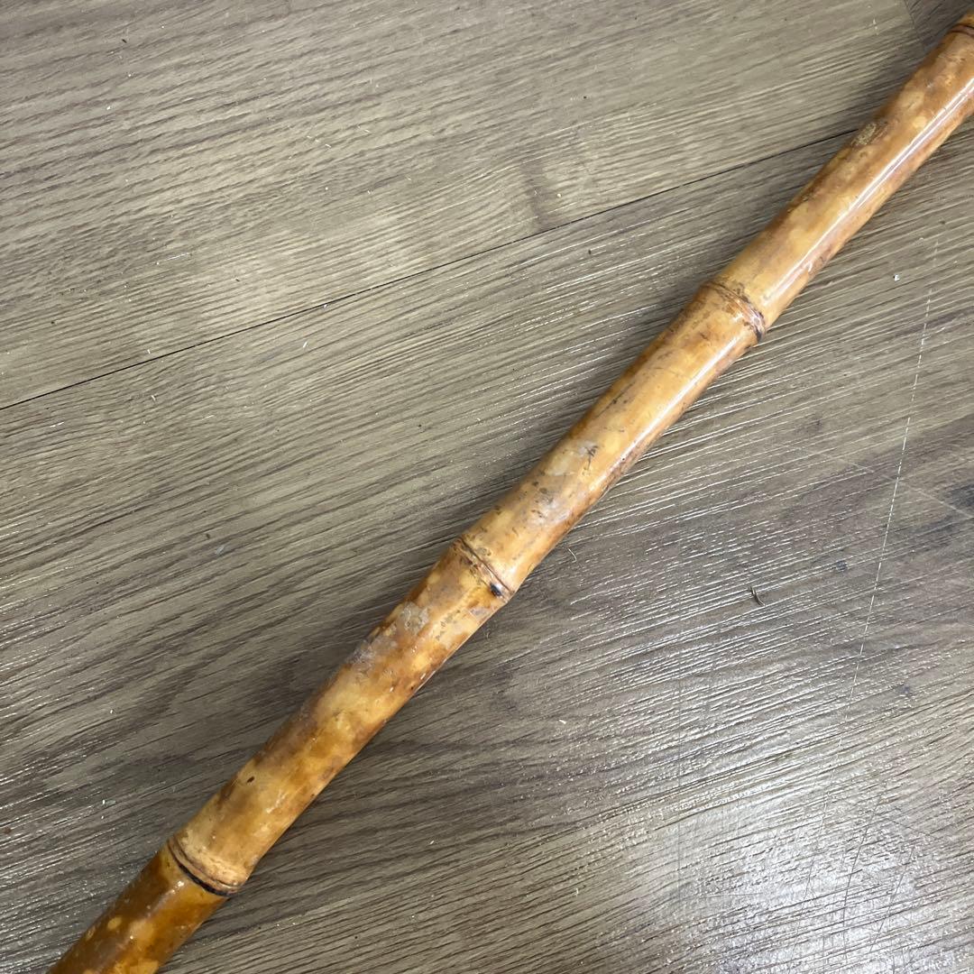 B-2 天然素材 根竹 ステッキ 杖 一本杖 アンティーク レトロ 根曲がり竹