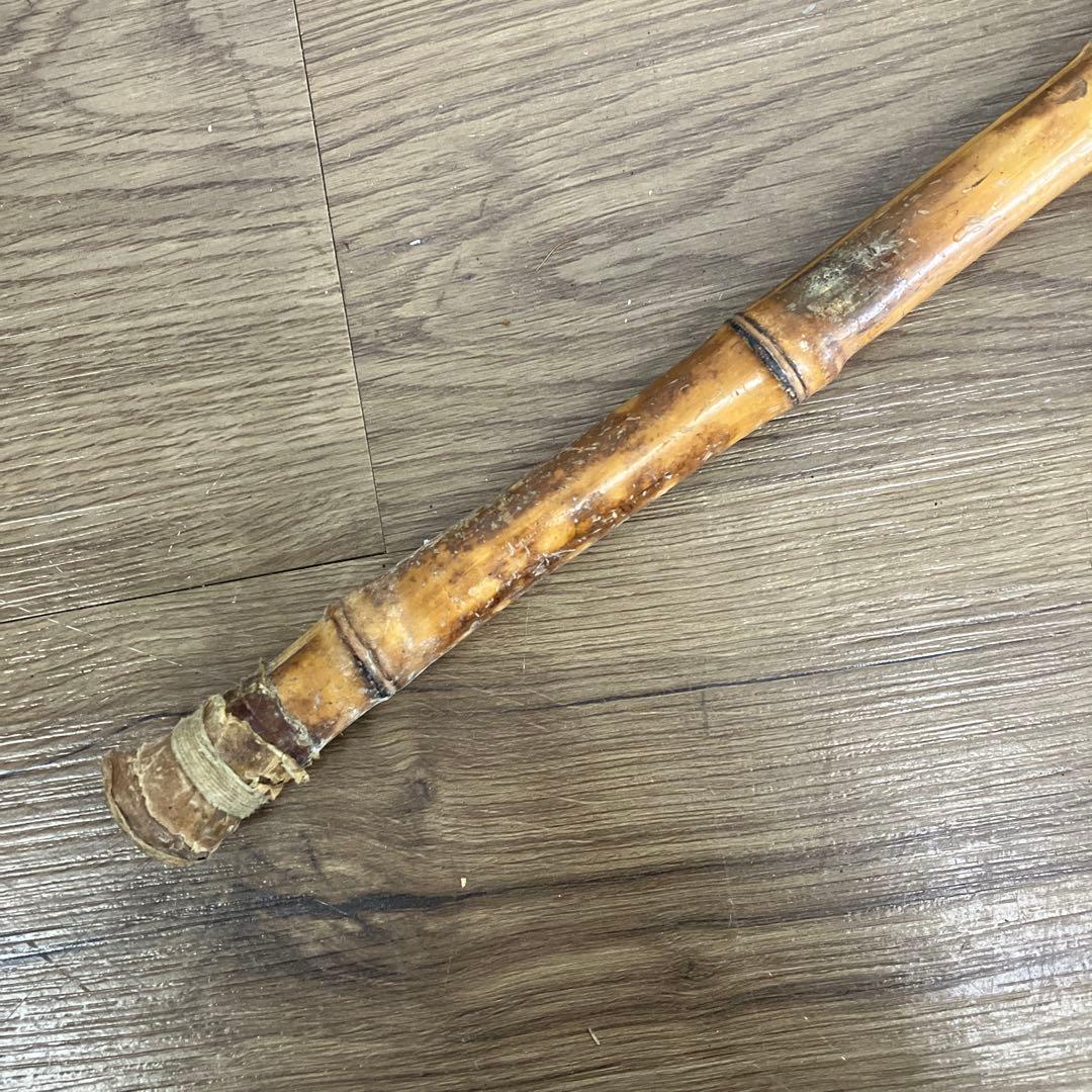 B-2 天然素材 根竹 ステッキ 杖 一本杖 アンティーク レトロ 根曲がり竹