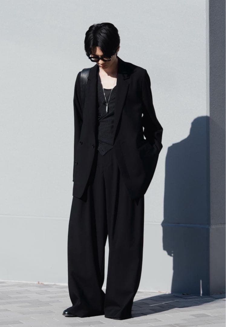【lapiis】 TWO TUCK WOOL WIDE TROUSERS