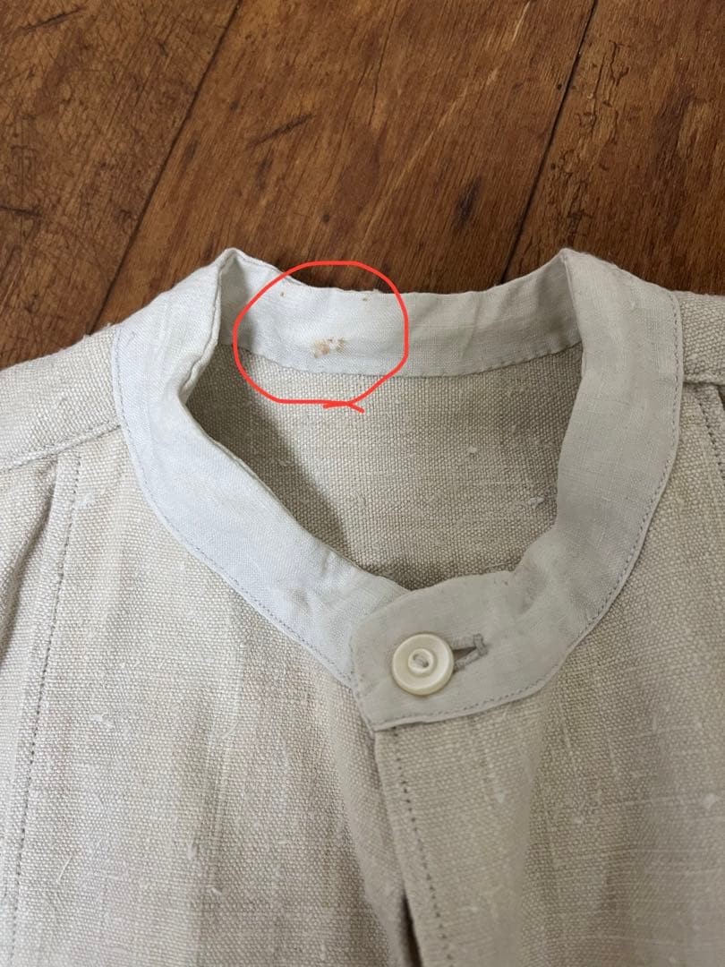 ヴィンテージ　アンティークリネン　フランス　スモック