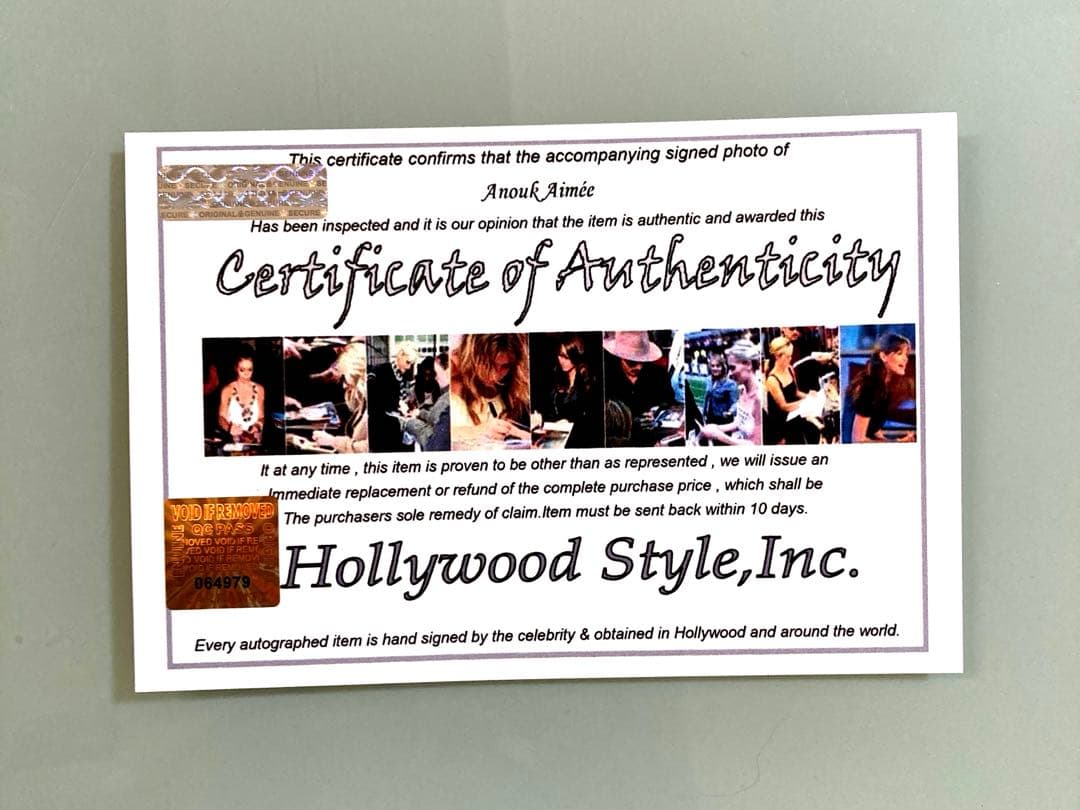アヌークエーメ直筆サイン入り超大型写真…