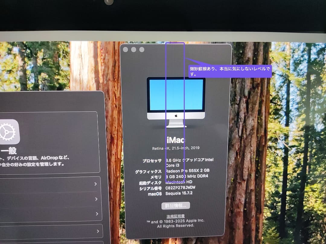 iMac Retina 4K 21.5インチ　2019