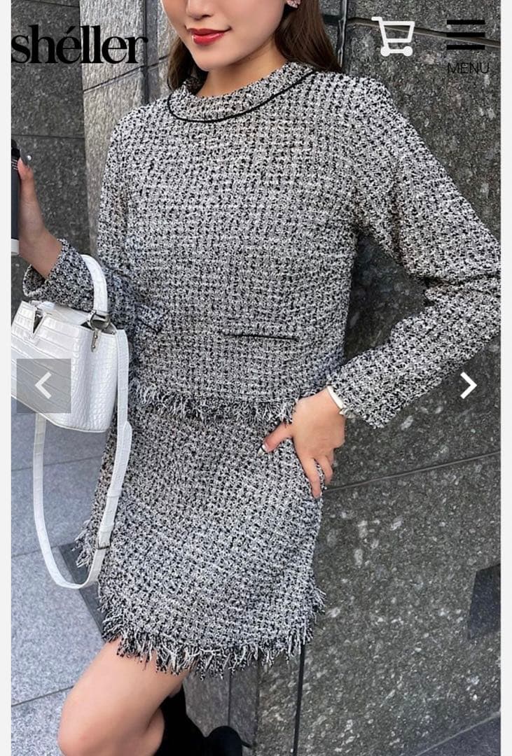 完売シェリエ　sheller Richツィード　トップス　キュロットセット