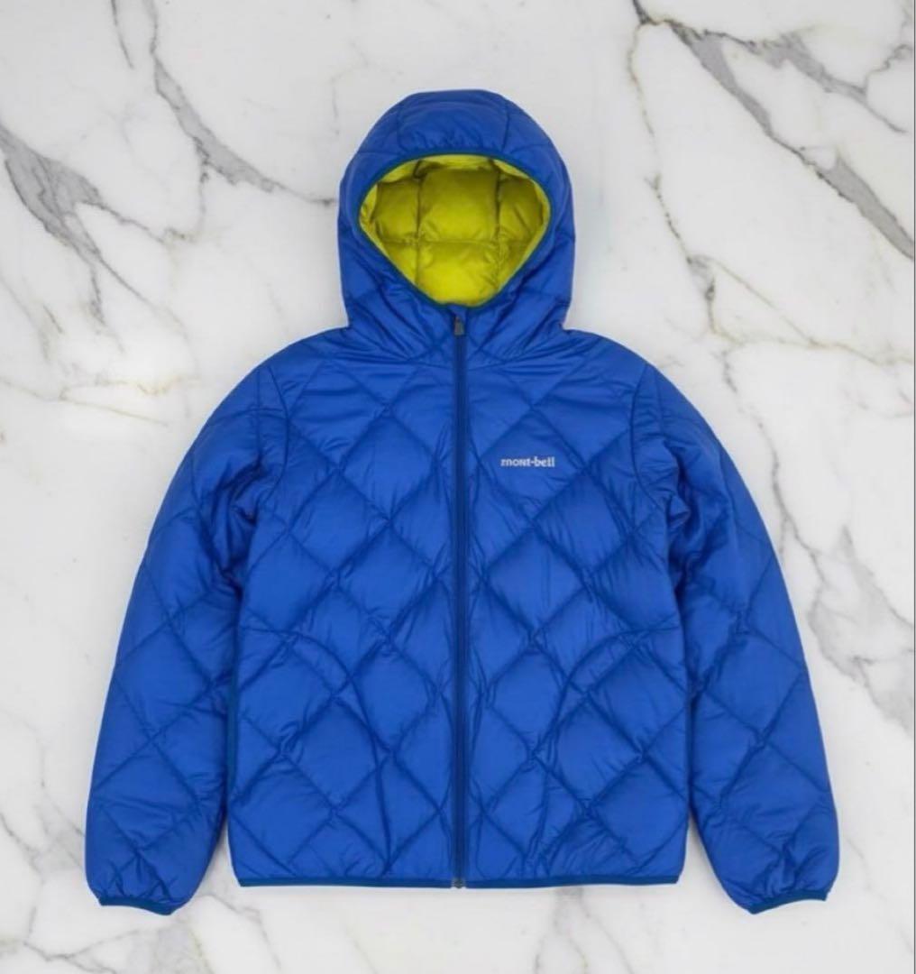 mont-bell ダウンジャケット キルティング　リバーシブル 青/黄色
