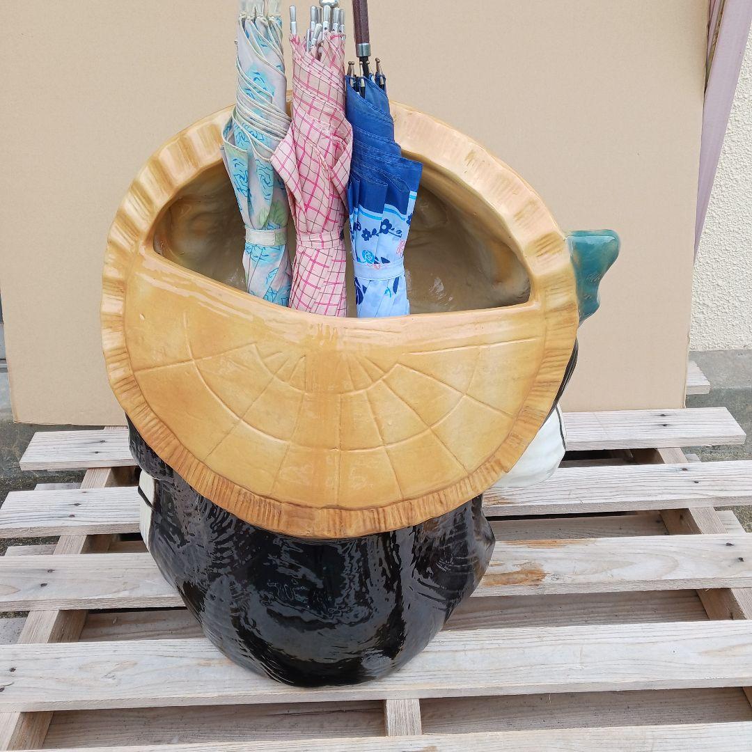 新品　陶器　傘立て　たぬき置物　大型　難有　縁起物　オブジェ　和風食堂　業務用