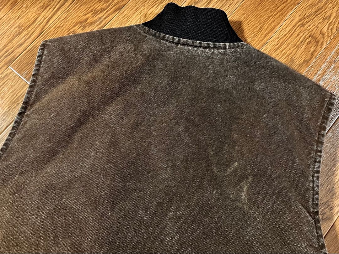 【強フェード】 00s カーハート V02 ダークブラウン ベスト USA XL