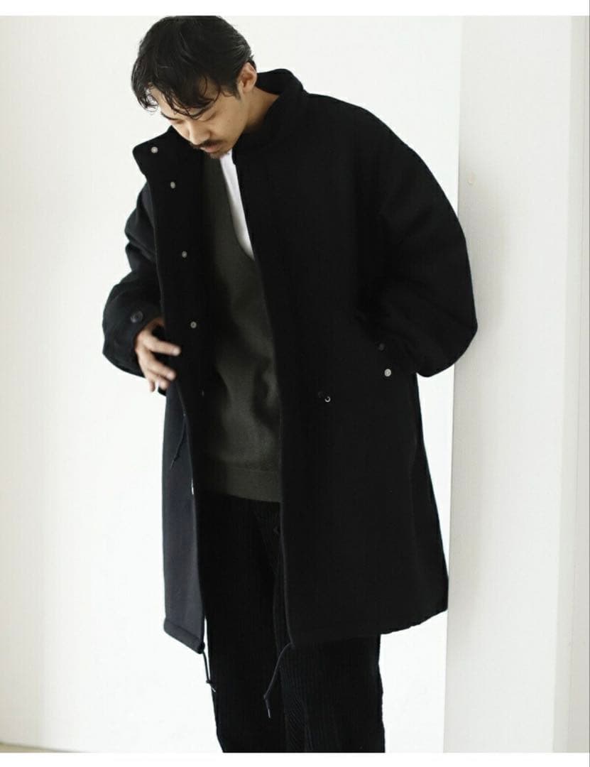 BEAMS / 中綿 ウール モッズ コート/Lサイズ/黒