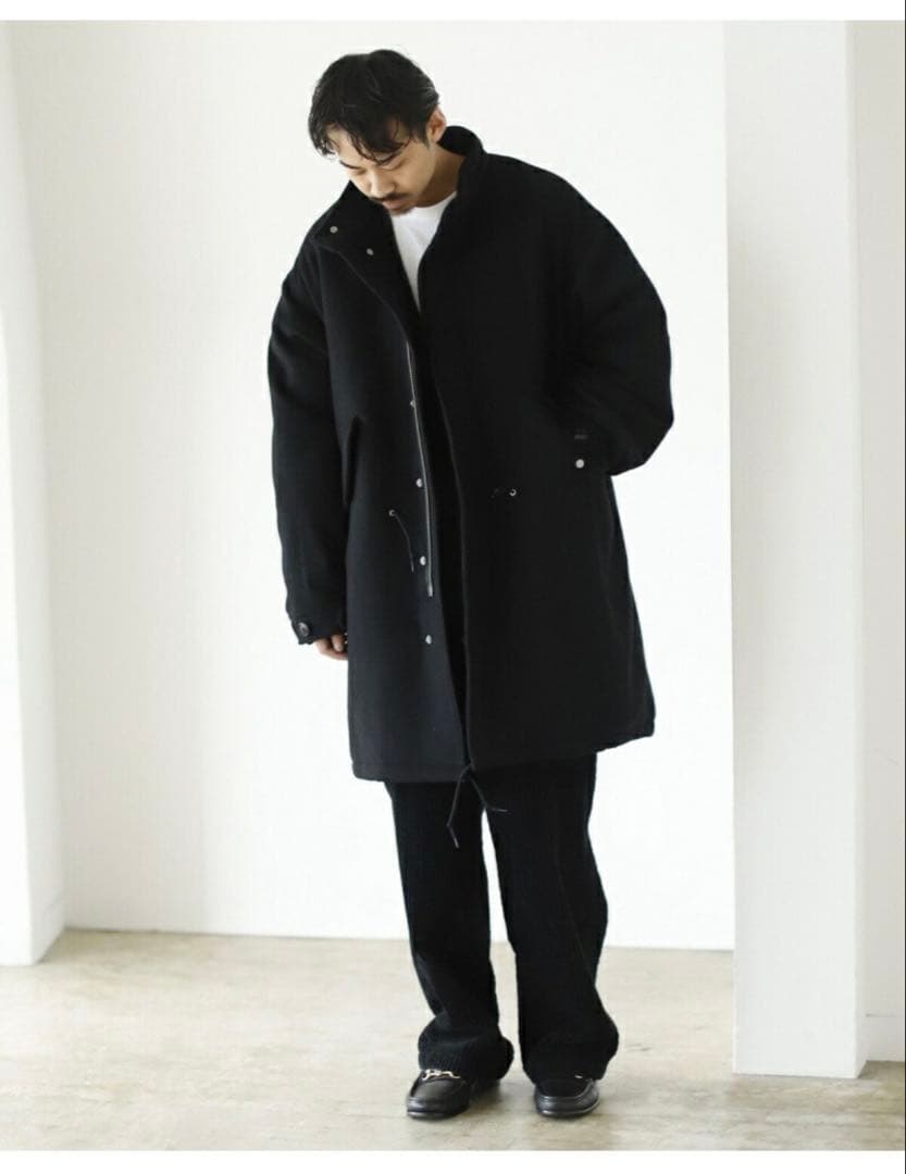 BEAMS / 中綿 ウール モッズ コート/Lサイズ/黒