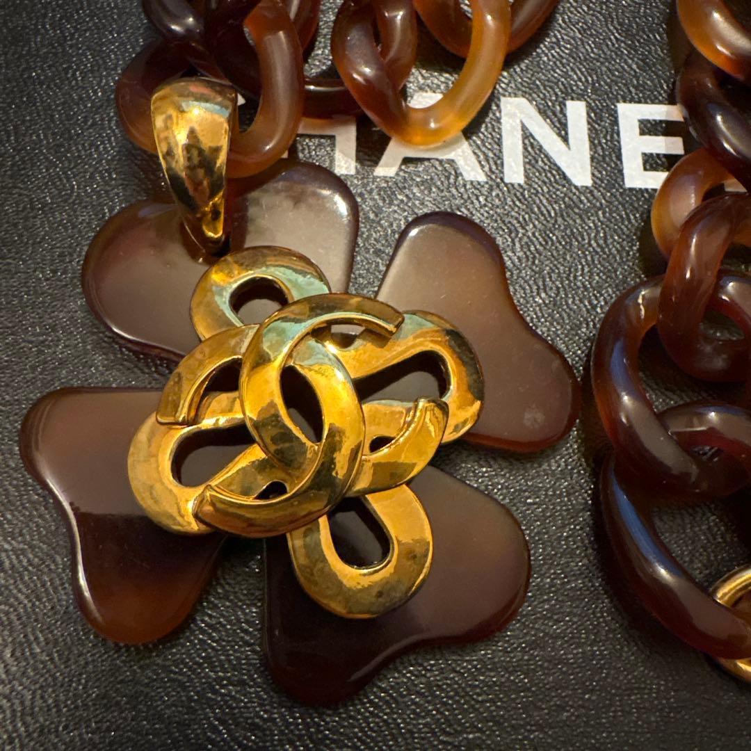 ビンテージシャネルCHANEL ベッ甲カラー クローバーネックレス