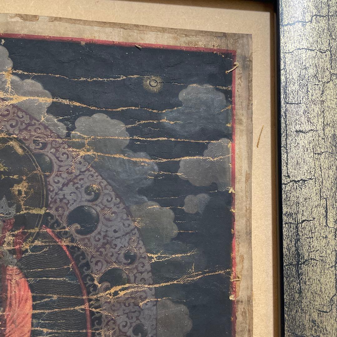 タンカ 仏画 肉筆 骨董　額付き
