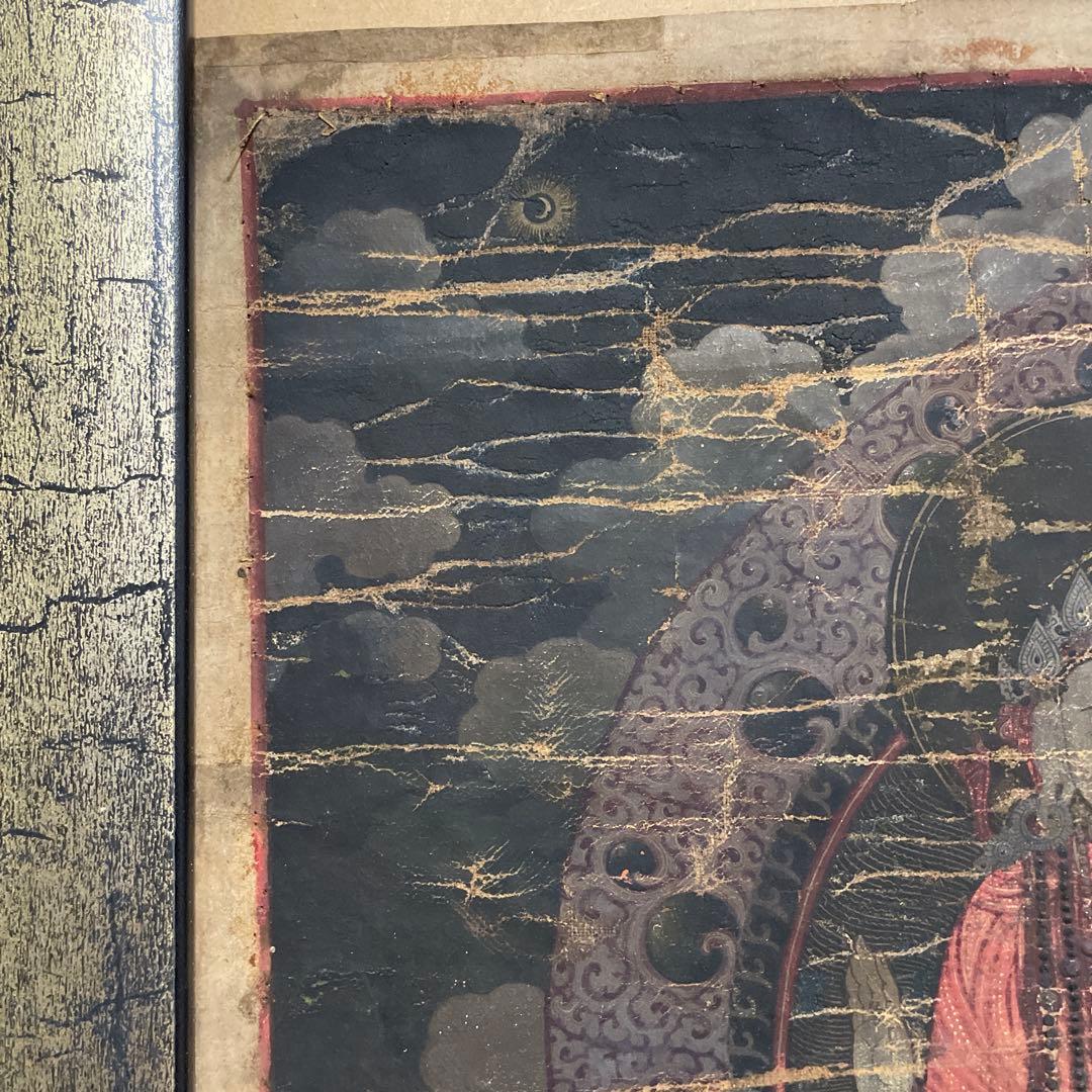 タンカ 仏画 肉筆 骨董　額付き