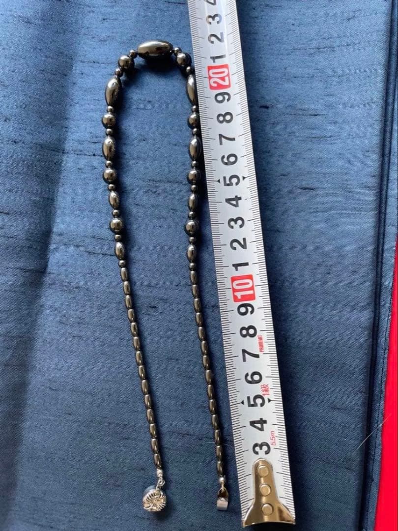 【美品】磁気ヘマタイトネックレス 天然石 フォーマル シンプル上品 綺麗 漆黒❷